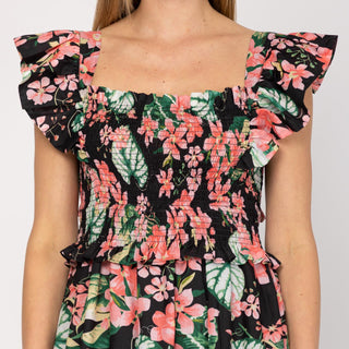 Vestido midi estampado con nido de abeja