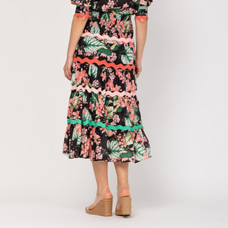 Falda midi estampada con paneles