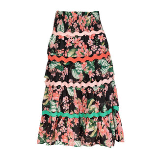 Falda midi estampada con paneles