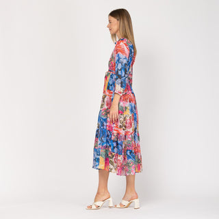 Vestido midi camisero con forro estampado