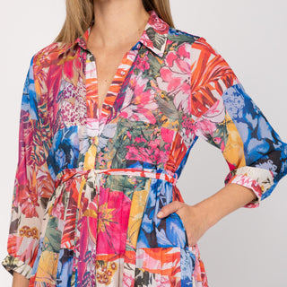 Vestido midi camisero con forro estampado