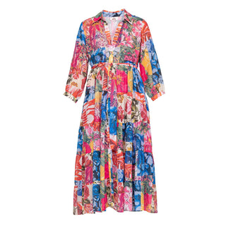 Vestido midi camisero con forro estampado