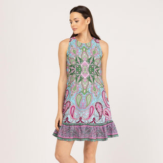 Vestido corto estampado manga sisa
