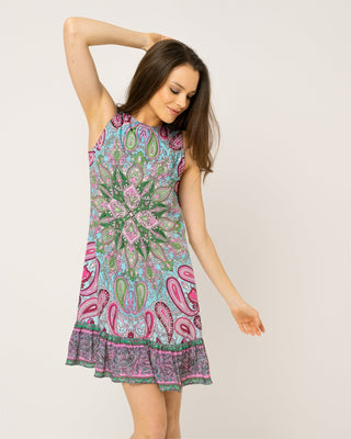 Vestido corto estampado manga sisa