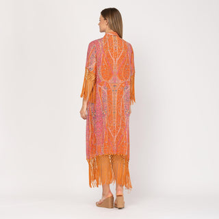 Vestido midi camisero con flecos