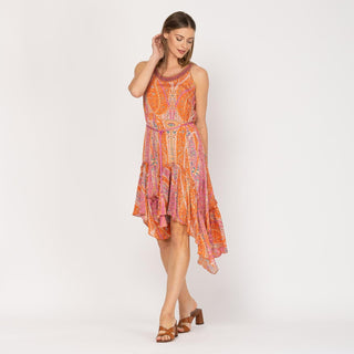 Vestido corto estampado asimétrico