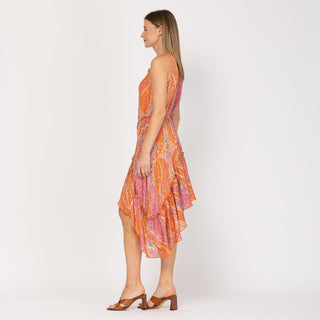 Vestido corto estampado asimétrico