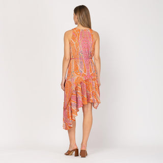Vestido corto estampado asimétrico