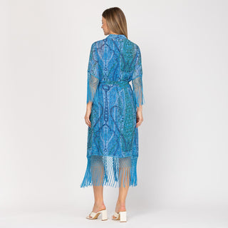 Vestido midi camisero con flecos