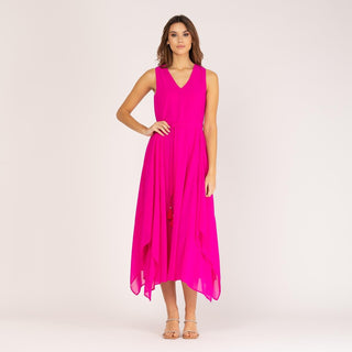 Vestido largo asimétrico rosa