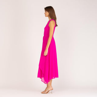 Vestido largo asimétrico rosa