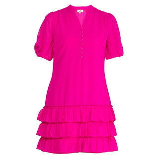 Vestido corto con volantes rosa