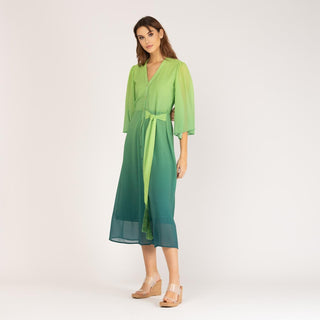 Vestido largo camisero degradé verde