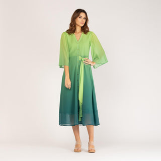 Vestido largo camisero degradé verde