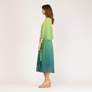 Vestido largo camisero degradé verde