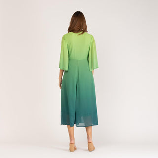 Vestido largo camisero degradé verde