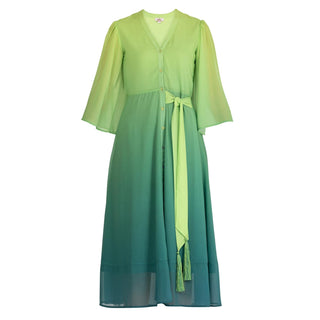 Vestido largo camisero degradé verde