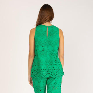 Blusa manga sisa algodón perforado verde