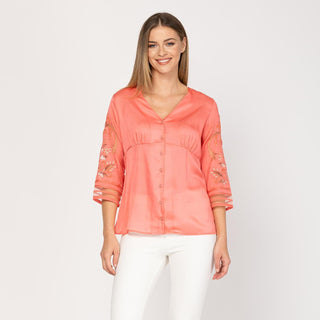 Camisa estampada con bordado