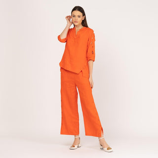 Blusa con aberturas laterales 100% lino
