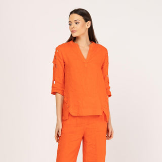 Blusa con aberturas laterales 100% lino