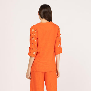 Blusa con aberturas laterales 100% lino
