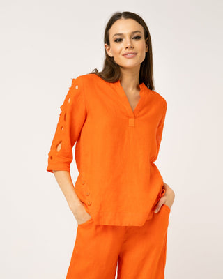 Blusa con aberturas laterales 100% lino