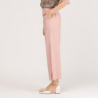 Pantalón 100% lino fluido rosa