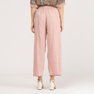 Pantalón 100% lino fluido rosa