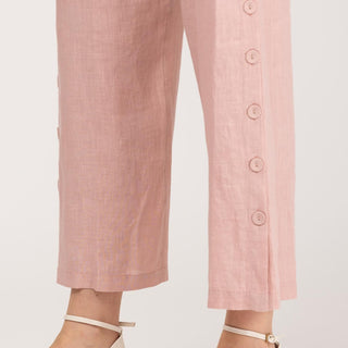Pantalón 100% lino fluido rosa