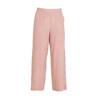 Pantalón 100% lino fluido rosa