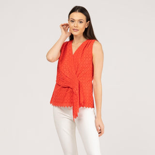 Blusa manga sisa drapeado rojo