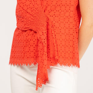 Blusa manga sisa drapeado rojo