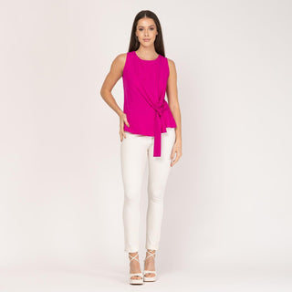 Blusa sin manga con detalle nudo rosa