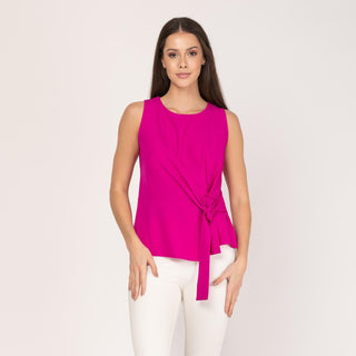 Blusa sin manga con detalle nudo rosa