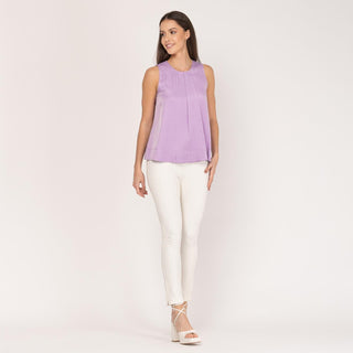 Blusa sin manga con pliegue