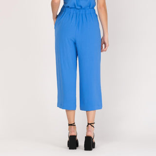 Pantalón ancho pliegues azul