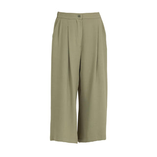 Pantalón ancho pliegues verde